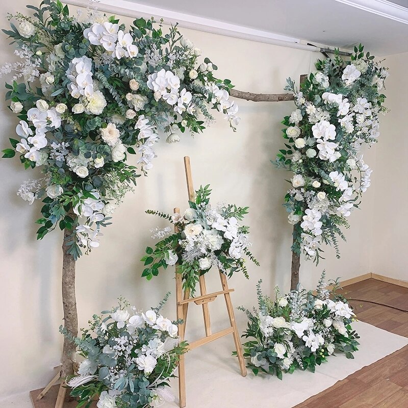 ivory and champagne wedding dress and flower bouquet8