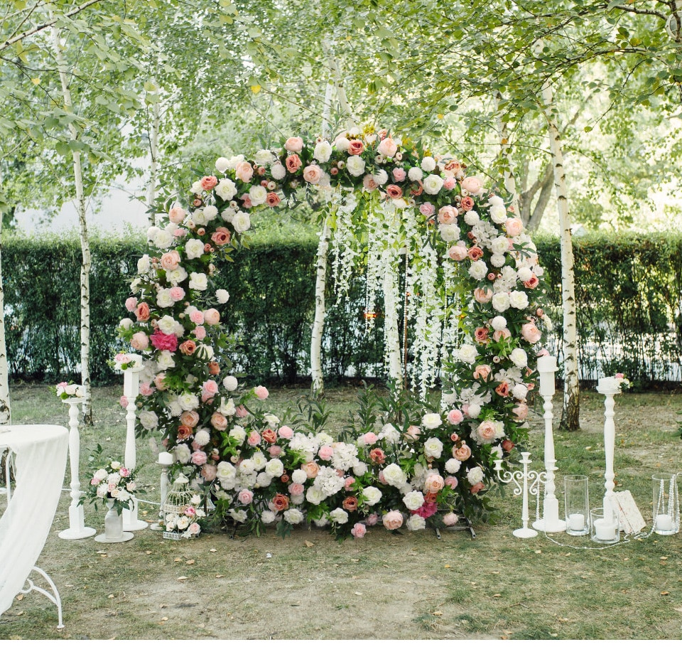 flower arrangement with lights