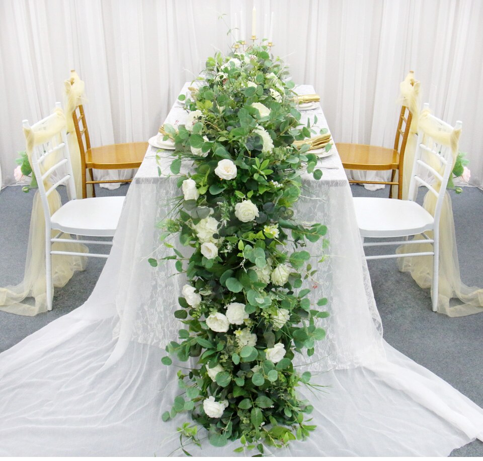 navy and blue table runner